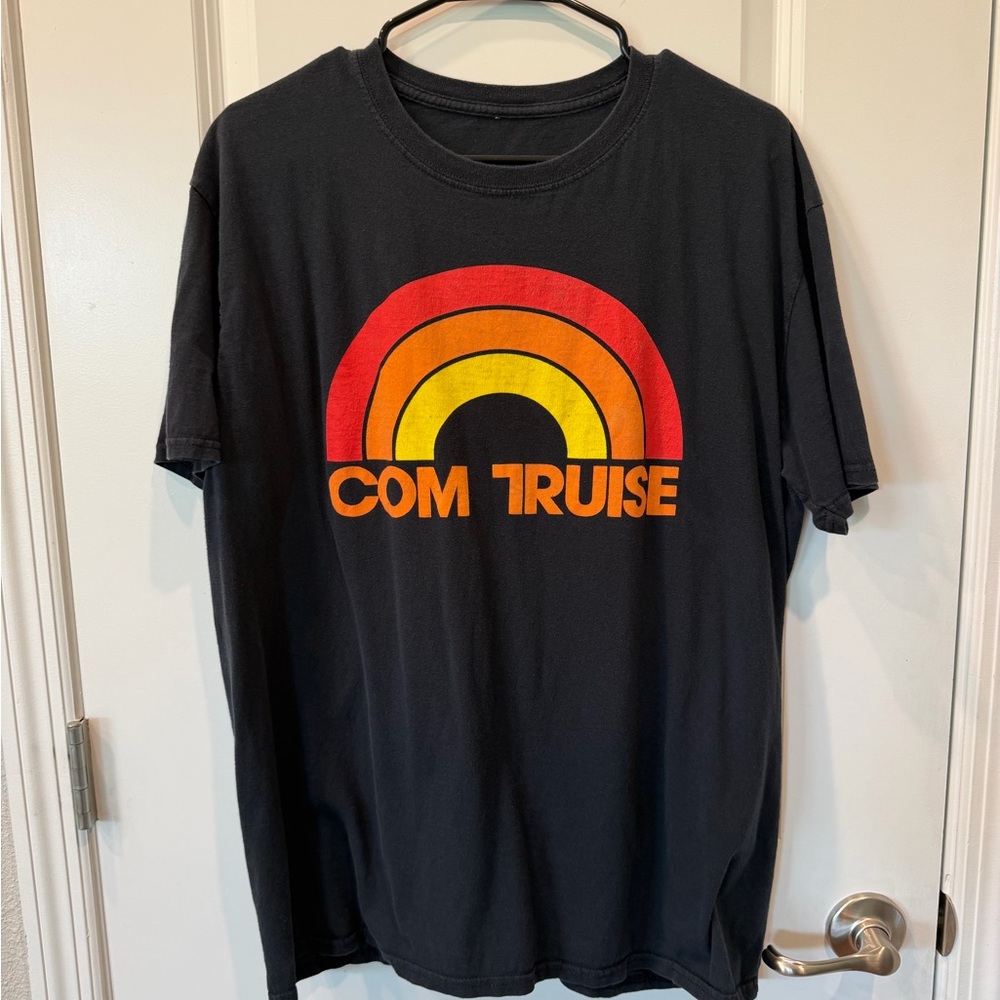 Mens XL Com Truise Black Graphic Tee with Sunset Logo